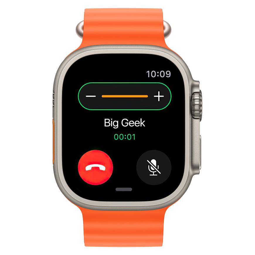 Часы Apple Watch Ultra 2, 49 мм, титан светлого цвета, ремешок Ocean оранжевого цвета (2023)
