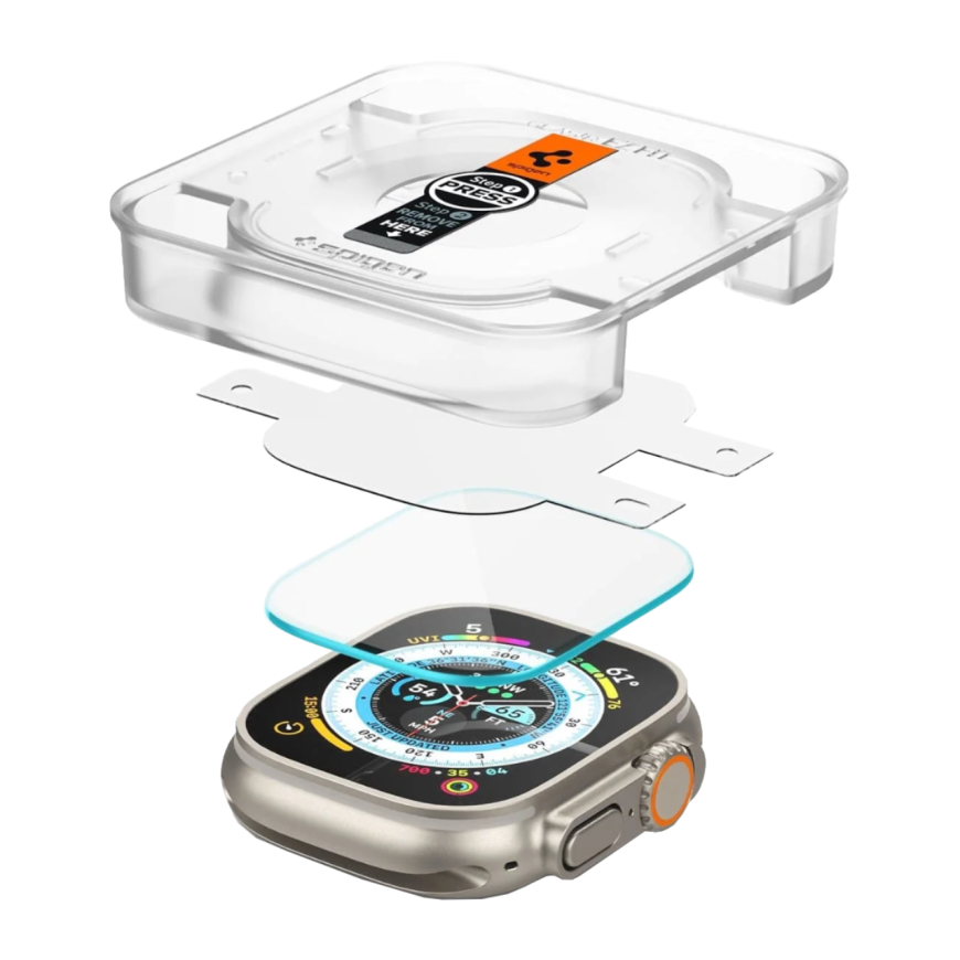 Глянцевое защитное стекло Spigen GLAS.tR EZ Fit для Apple Watch Ultra 2–3 (2 шт.)