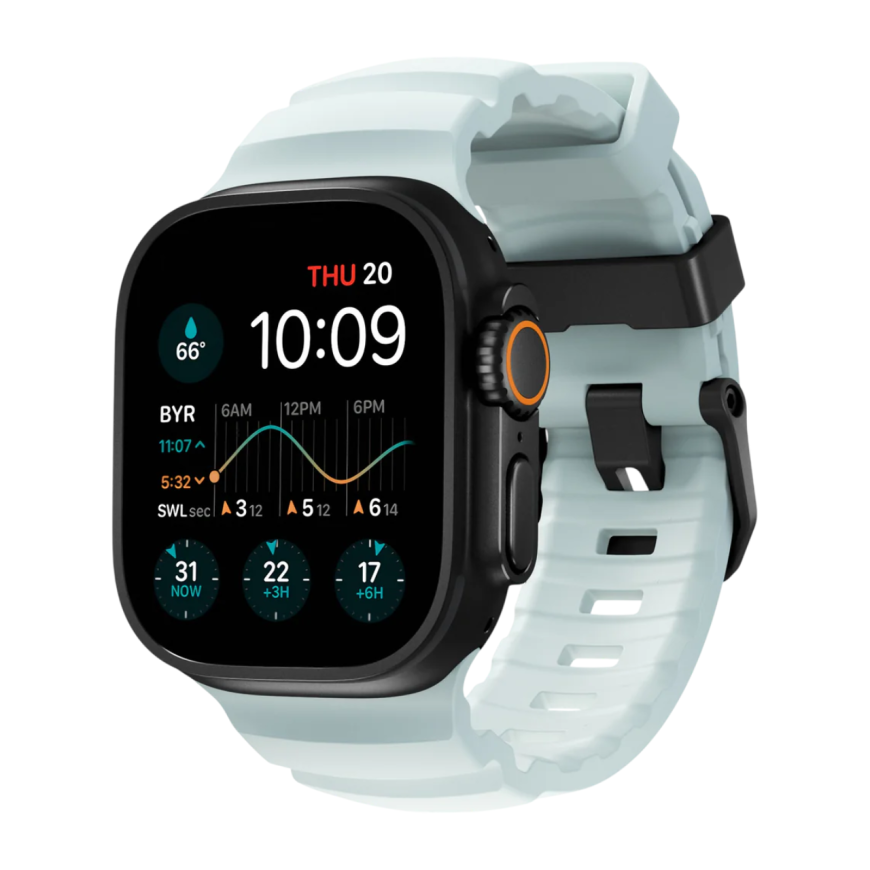 Спортивный ремешок Nomad Rocky Point Band Limited Edition Icy Blue Glow для Apple Watch 44, 45, 46 мм и Ultra 2–3