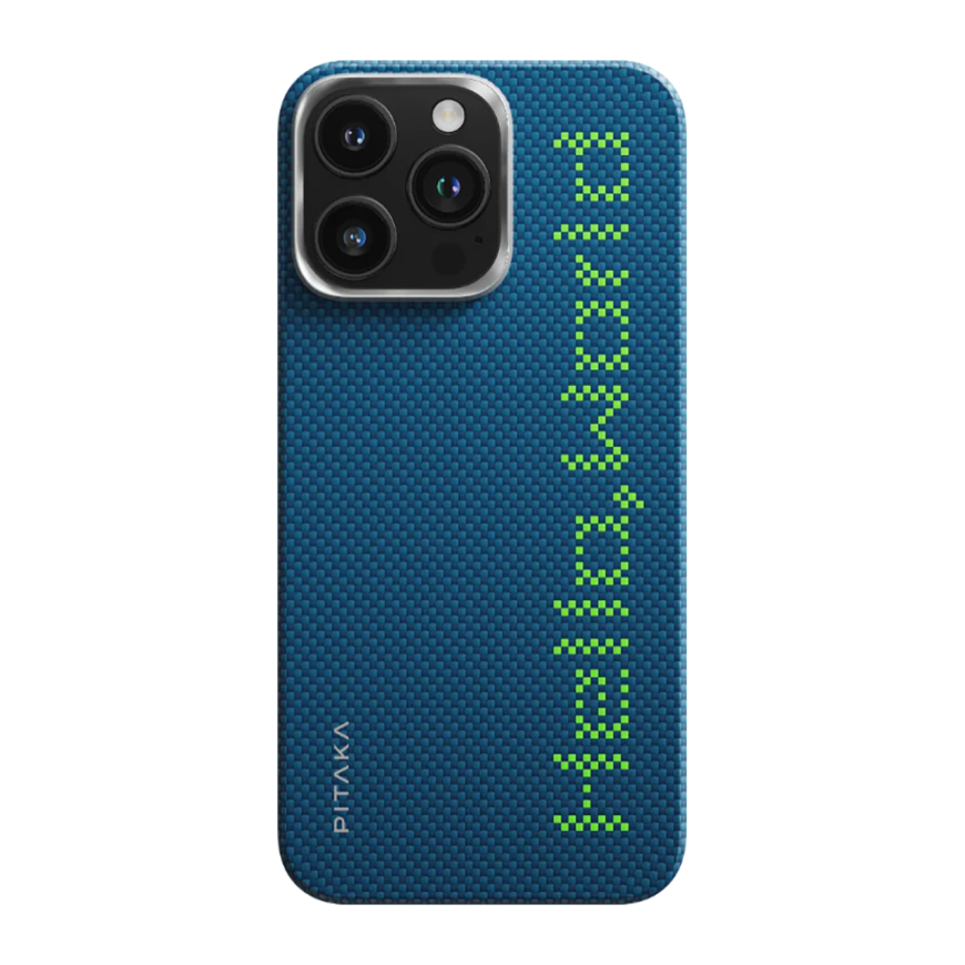 Арамидный чехол MagSafe PITAKA Hello World Lumintex Edge Case для iPhone 15 Pro Max