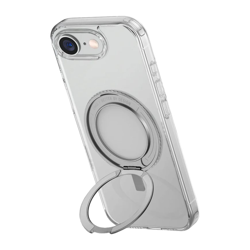 Прозрачный чехол MagSafe с подставкой Uniq Swivix для iPhone 16e и 17e