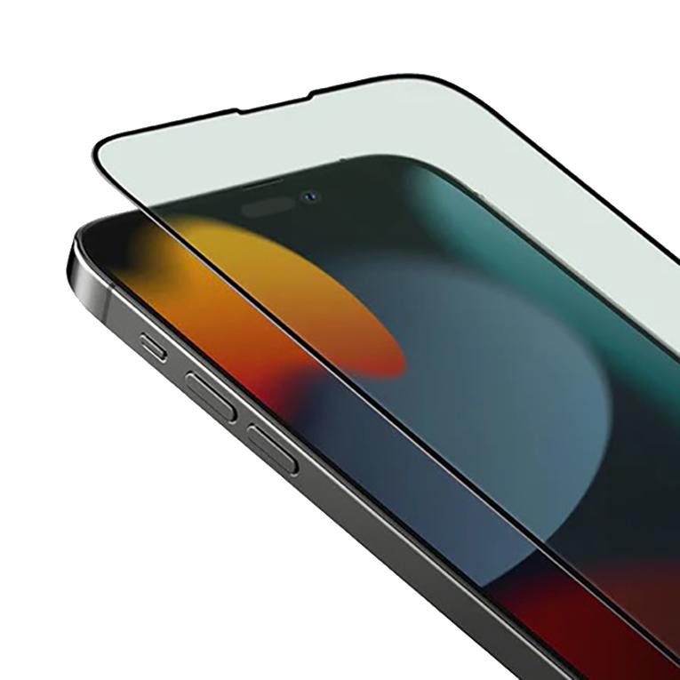 Глянцевое защитное стекло с фильтром синего света Uniq Optix VisionCare для iPhone 13, 13 Pro, 14, 16e и 17e