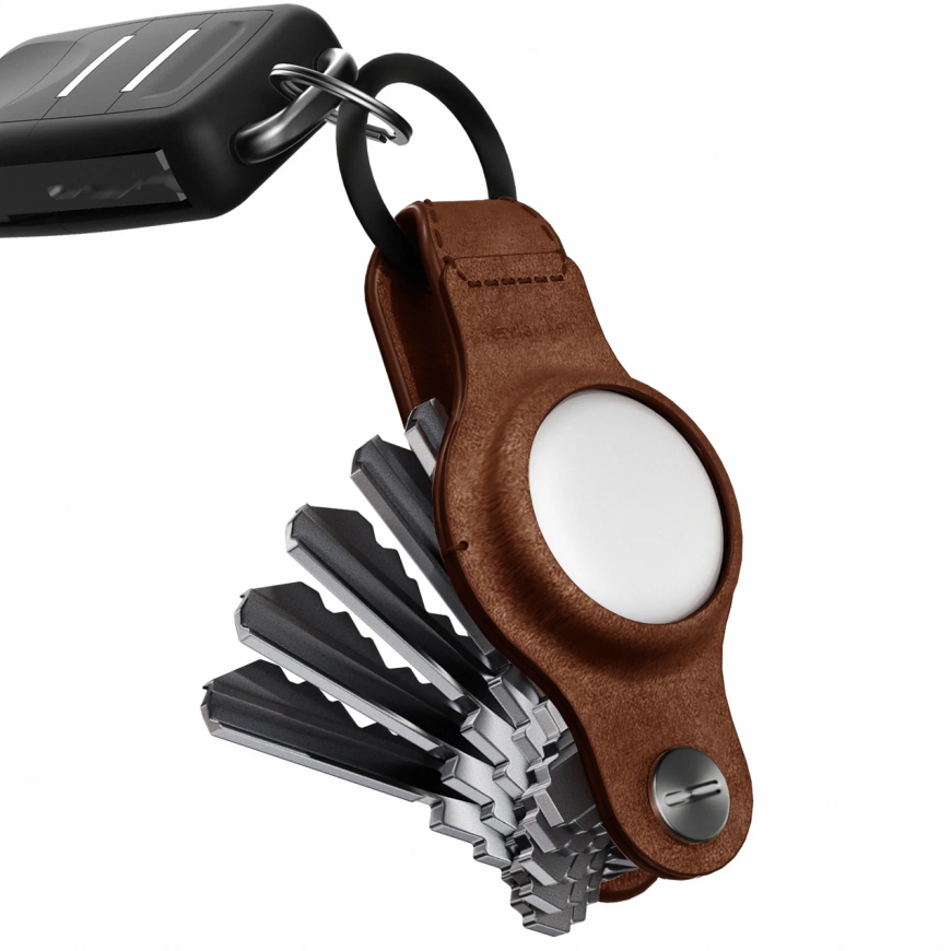 Кожаная ключница с карабином и держателем для AirTag KeySmart Air Leather