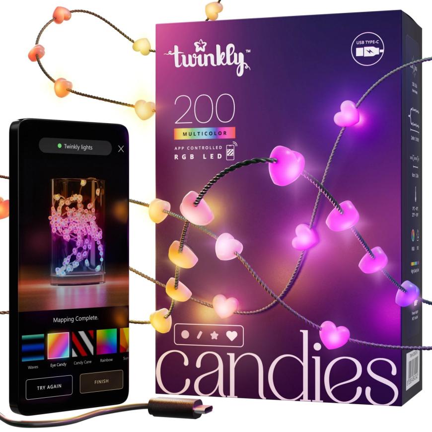 Умная гирлянда «Сердечки» Twinkly Candies Hearts, RGB (12 м, 200 светодиодов)