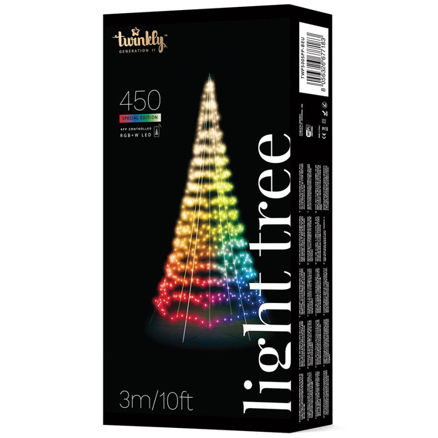Умная уличная гирлянда «Конусная ёлка» Twinkly Light Tree 3D, RGB + W (3 м, 450 светодиодов)