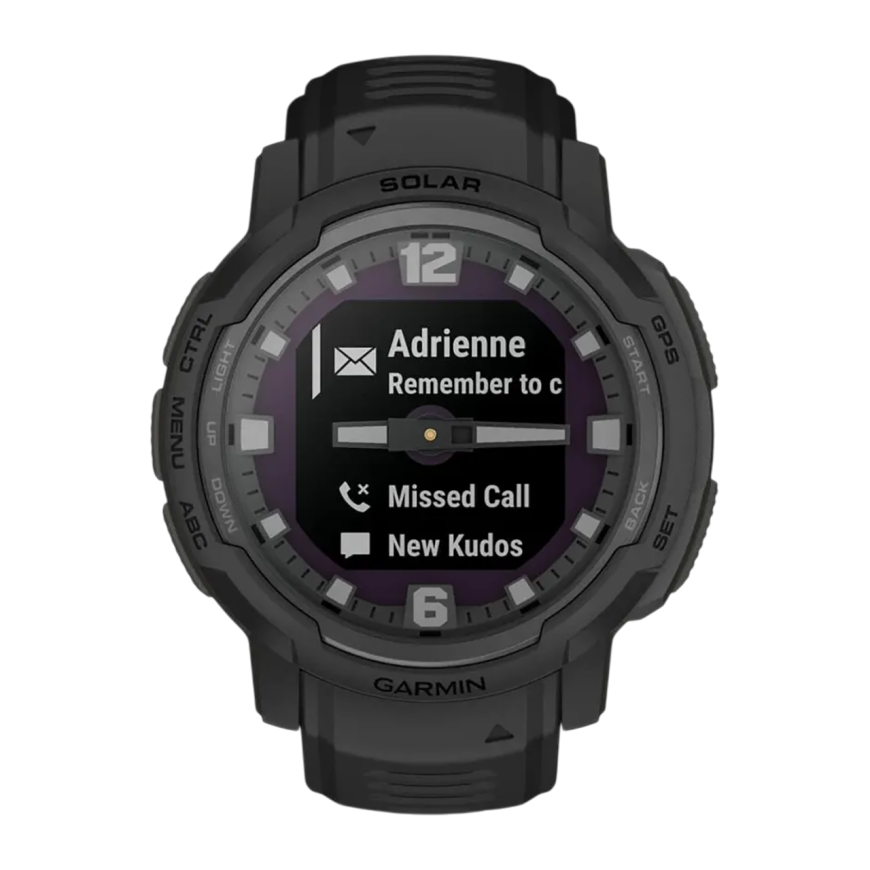 Спортивные часы Garmin Instinct Crossover Solar Tactical Edition, чёрный силиконовый ремешок