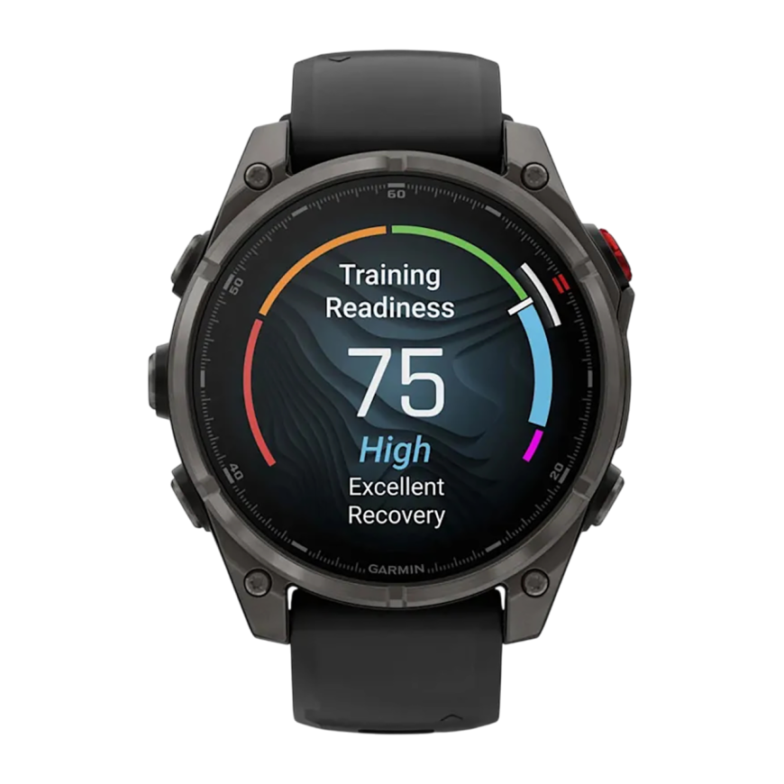 Спортивные часы Garmin fenix 8 Pro, 47 мм, AMOLED, титан с DLC, сапфир, силиконовый ремешок цвета «чёрный/серый»