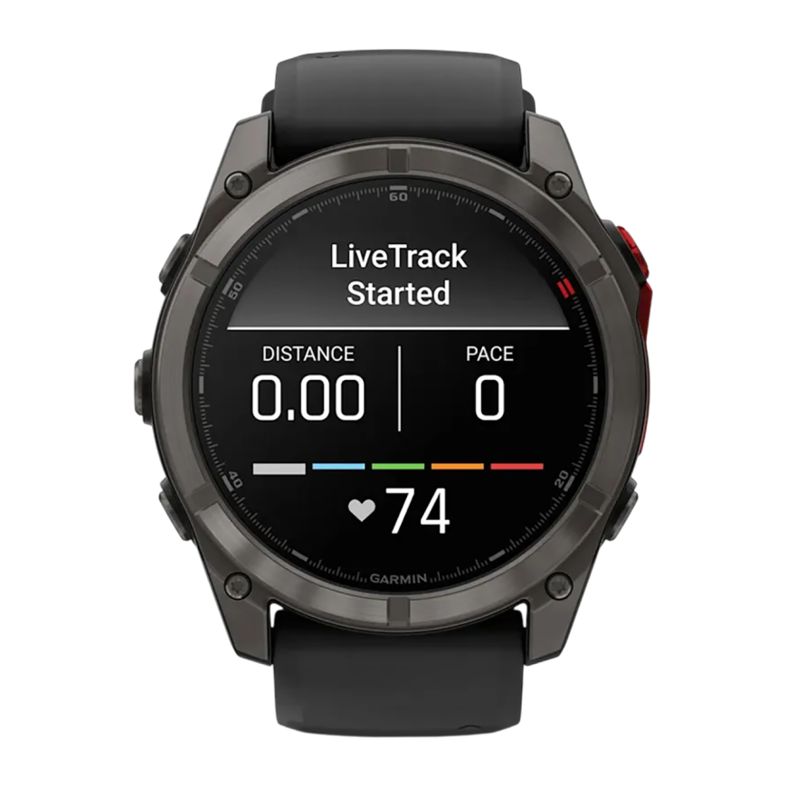 Спортивные часы Garmin fenix 8 Pro, 51 мм, MicroLED, титан с DLC, сапфир, силиконовый ремешок цвета «чёрный/серый»